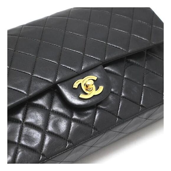 Chanel Matelasse 25 Chain Shoulder Bag W Flap Lamb Black - Picture 4 of 7